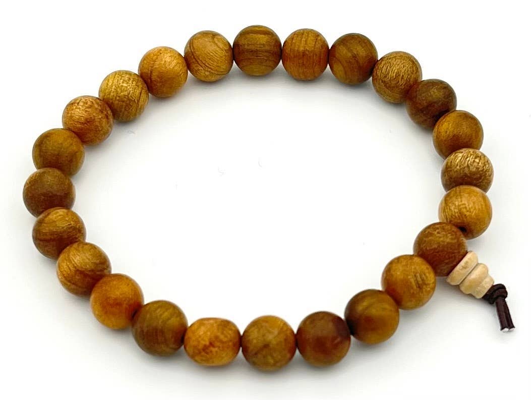 Namu Baru Inc. - Wholesale Beaded Bracelet - Large Size Gold Phoebe Wood Beaded Bracelet Wrist Mala 10mm5