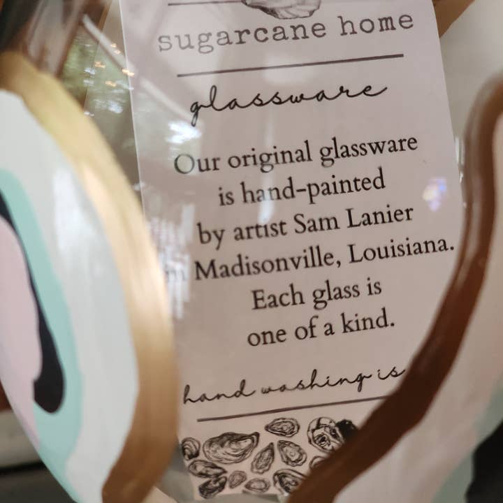 Sugarcane Home - Wholesale Wine Glass - Hand Painted Oyster Stemless Wine Glass - Beach Sunset