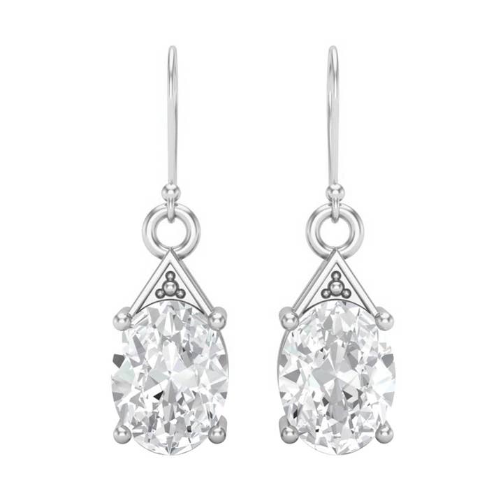 8x6 MM Oval Moissanit 925 Silber Hängeohrringe für die Hochzeit für den Großhandel von Star Joya