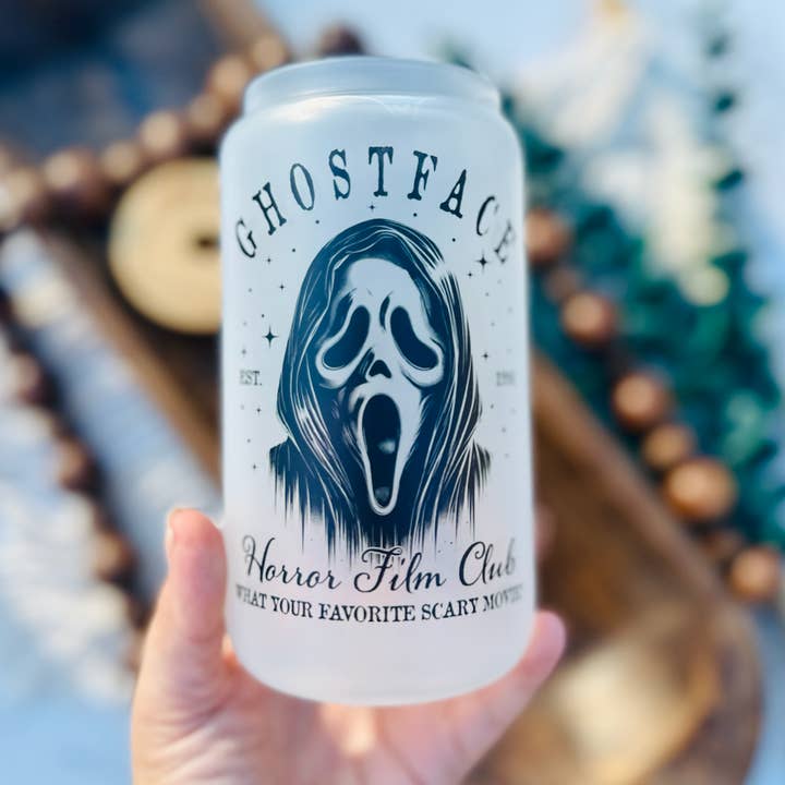 Bonita Bella Creations - Wholesale Drinking Glass/Cup - Ghostface style sublimation beer can glass 16oz or 20oz2