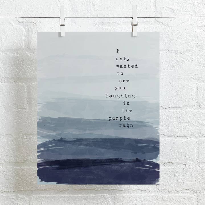 Prince | Purple Rain modern ombre song lyric music art print for wholesale by Lyrical Artworks