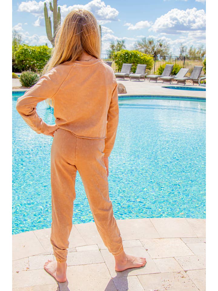 Paper Flower - Wholesale Athletic Sweatpants/Joggers - Kids - 3d puff embroidery floral washed active pant8