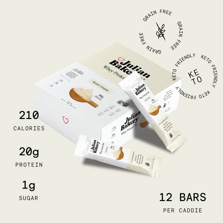 Julian Bakery - Wholesale Snack bar - Whey Protein Bar - Sweet Cream (12 bars per caddie)1