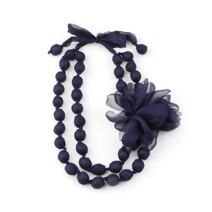 Miss Minna - Wholesale Choker/Collar - ๐ธโจ Fabric necklace with double row and decorative flower โจ๐ธ2