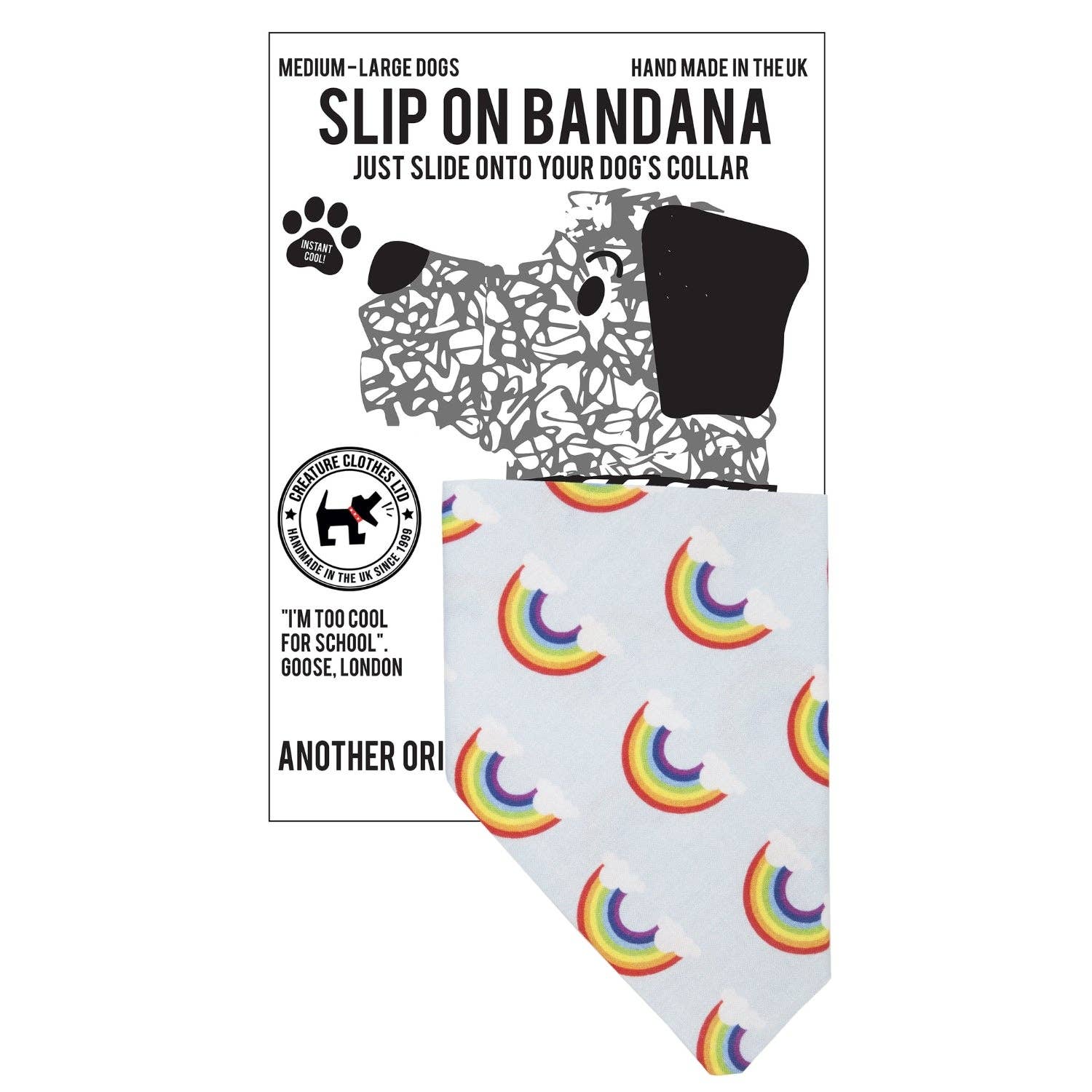 Creature Clothes – wholesale Pet bandana – Dog – Slip on Dog Bandana in Rainbow Sky1