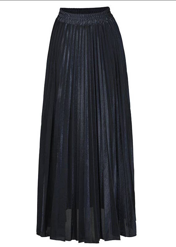 Miss Sparkling - Wholesale Skirt - Women's - Metallic Pleated Maxi Skirt1