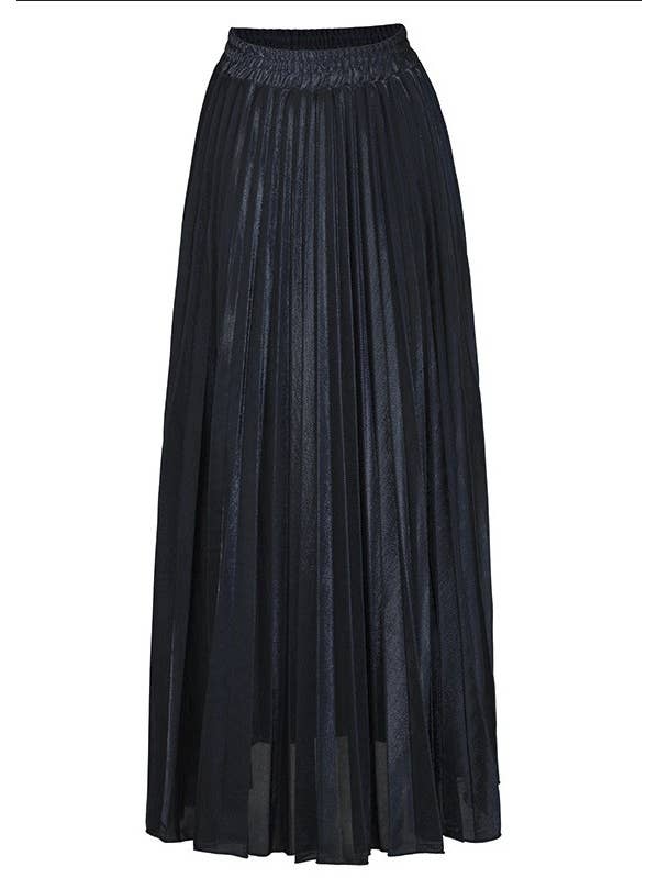 Miss Sparkling - Wholesale Skirt - Women's - Metallic Pleated Maxi Skirt1