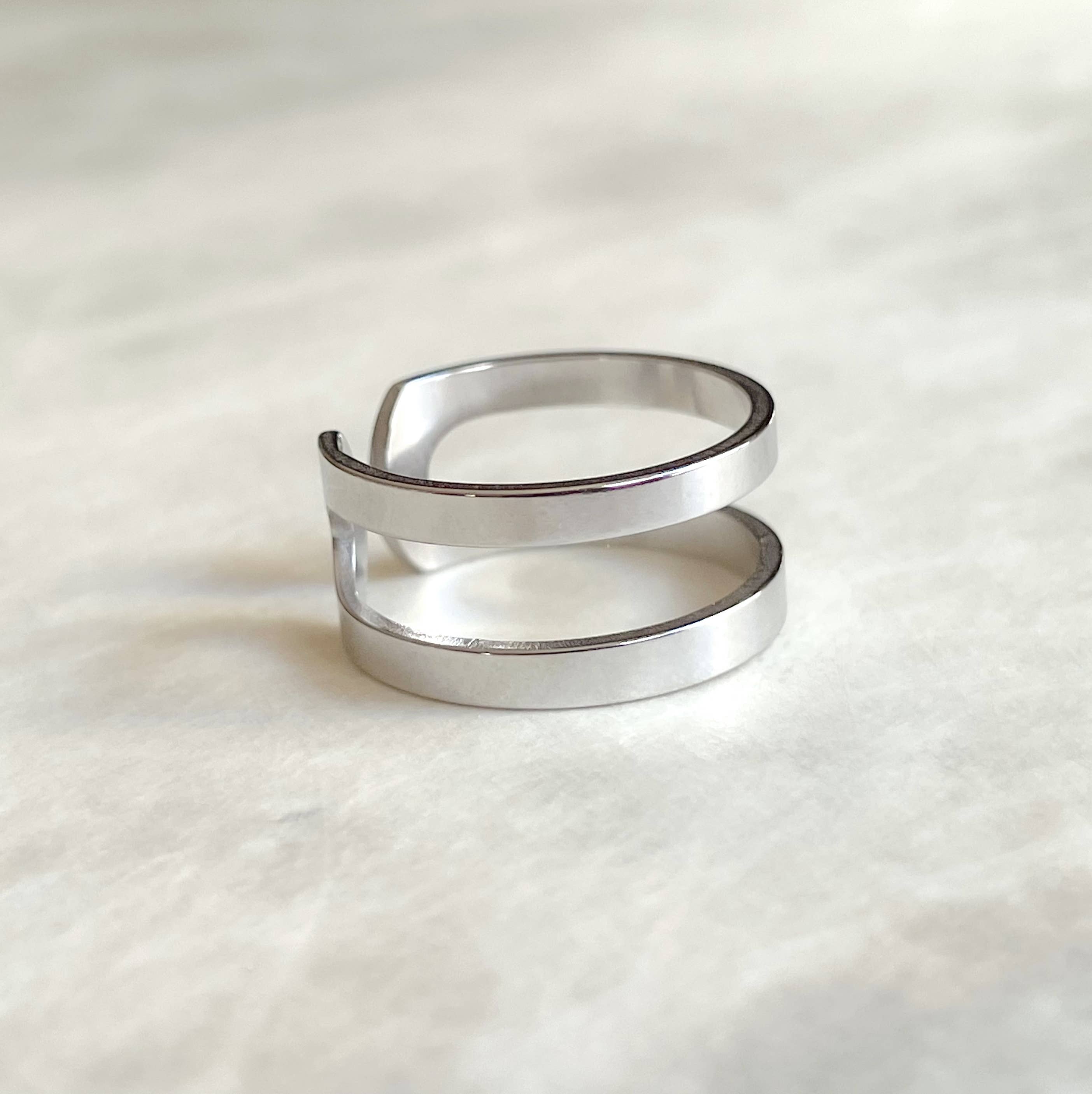 Blueyejewelry – Engroshandel Båndring – Guldbelagt Ring - Anløbningsfri Åben Dobbeltbåndsring6