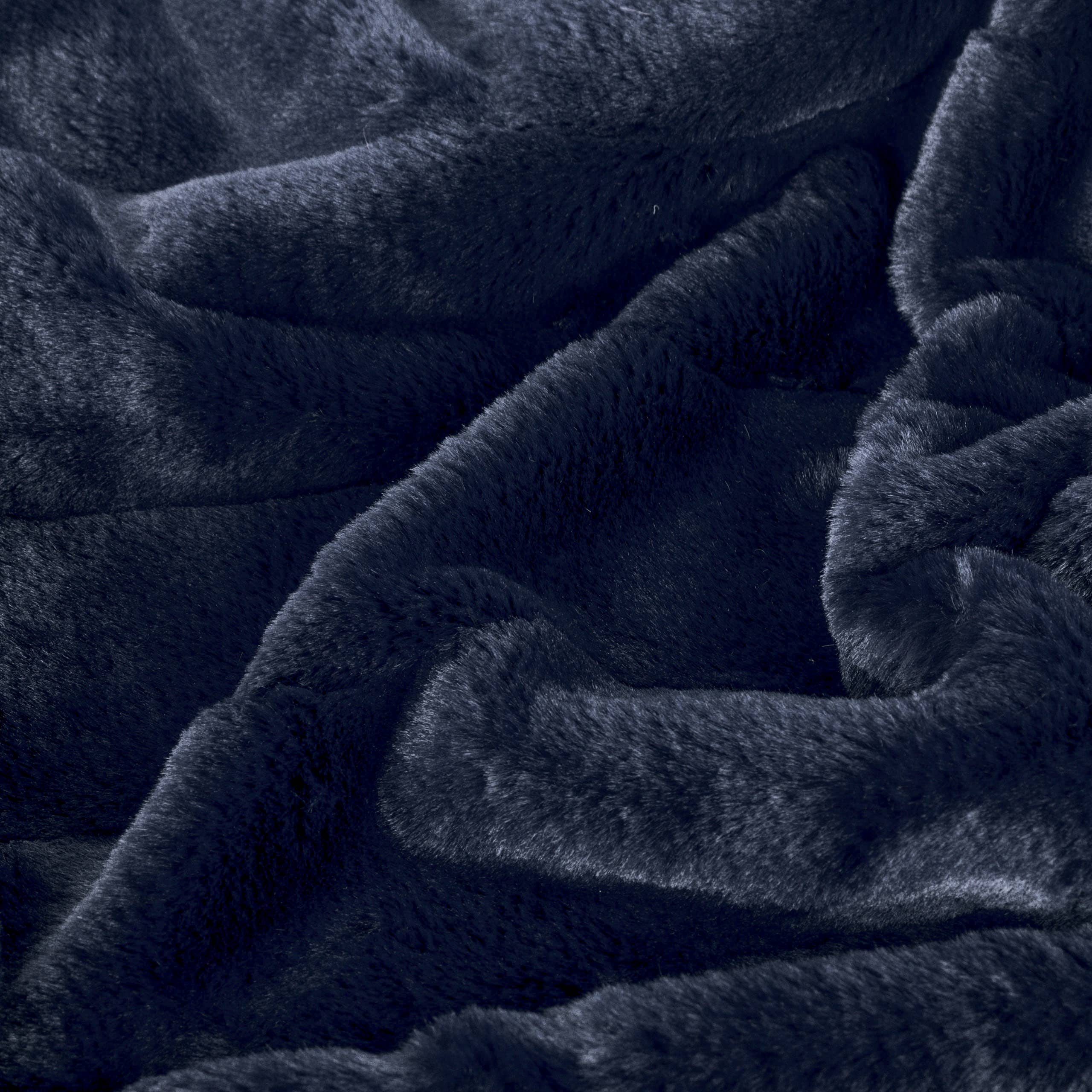 Flåde Empress kunstpelsplaid i navy for engroshandel på Faire3