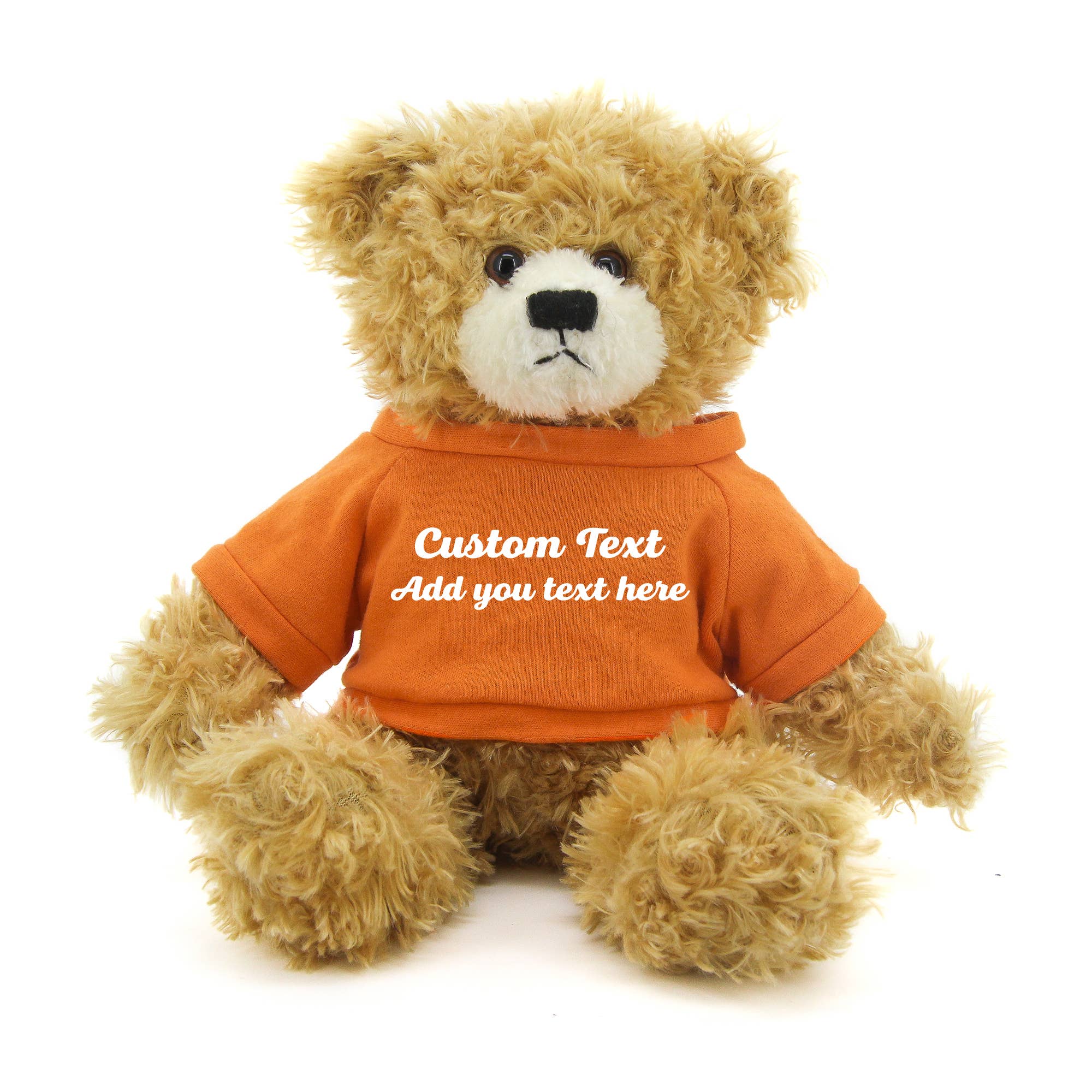 Beige Oso de peluche Brandon beige de 28 cm con camiseta personalizada de venta al por mayor en Faire12