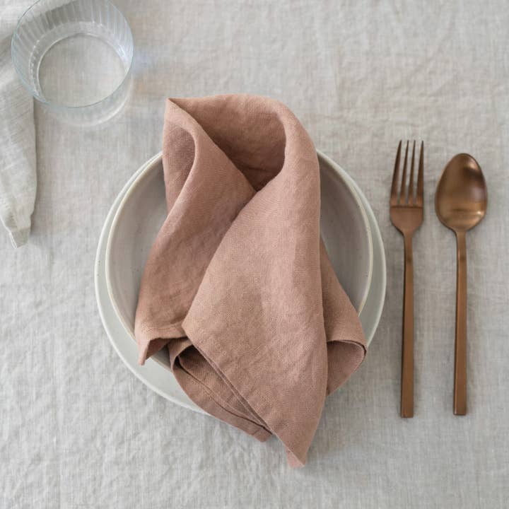 Linen Tales - Wholesale Dinner & Cloth Napkin - Cafe Creme Lightweight Linen Napkins Set of 2