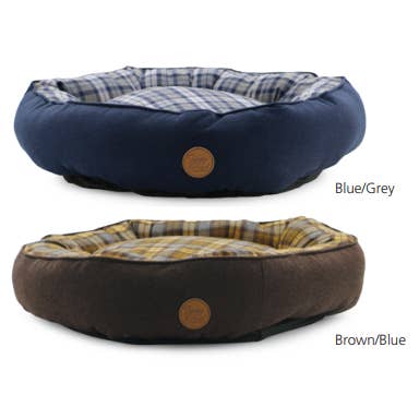 Tartan Donut Hundeseng - Blå eller Brun for engroshandel hos Ancol Pet Products Ltd