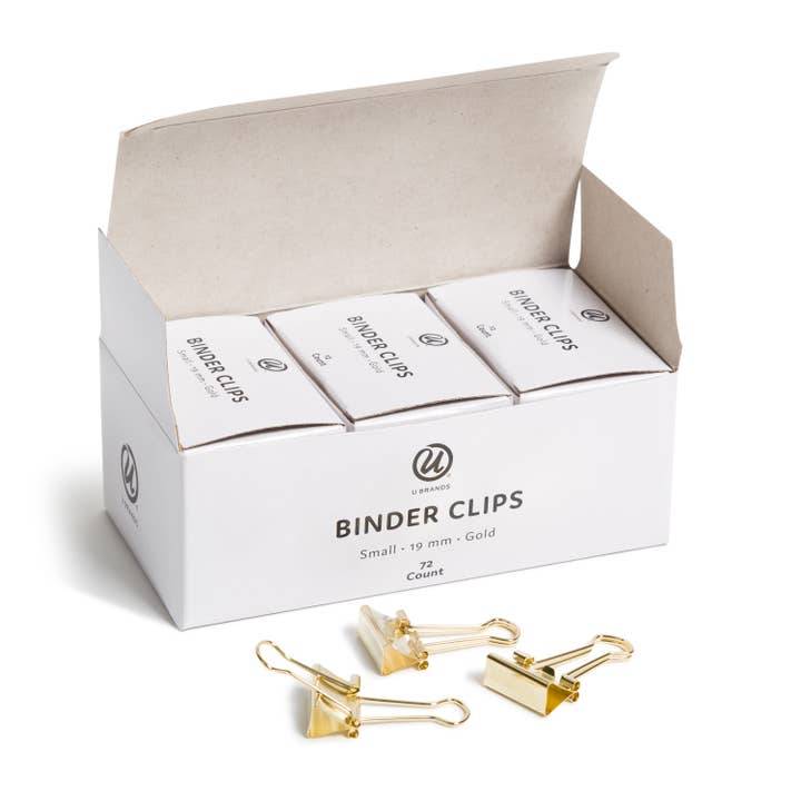 U Brands Binder Clips, 19mm, Metallic Gold, 72-Count for wholesale by U Brands