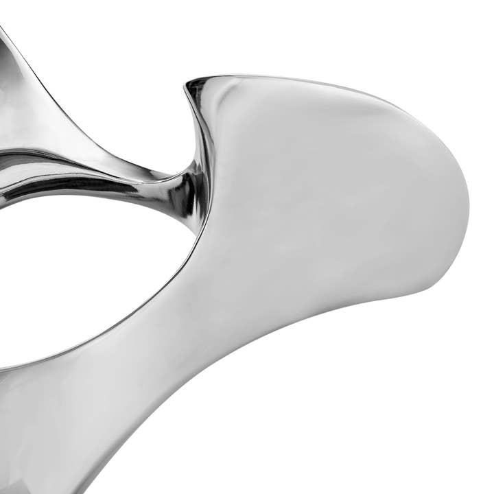 Finesse Decor - Wholesale Sculpture - Chrome Abstract Mask Floor Sculpture With Black Stand, 54" Tall