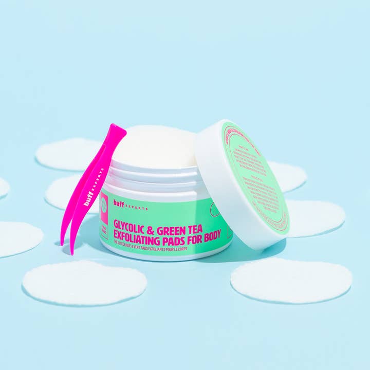 Buff Experts - 🇨🇦 - Wholesale Exfoliating Gloves/Mitts - Glycolic & Green Tea Exfoliating Pads - Treats Ingrown Hairs
