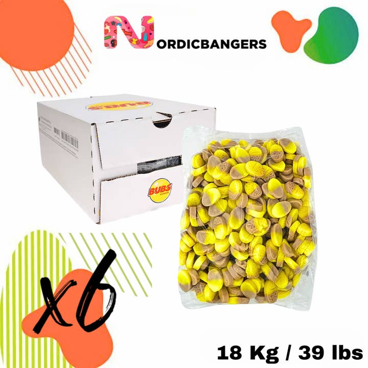 Nordicbangers - Swedish Candy Supply - Wholesale Taffy - Swedish Candy - Bubs Banana Mini 3 Kg / 6.61lbs2