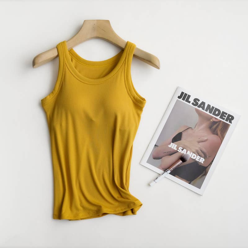 HIDDENBRAND - Wholesale Tank Top - Women's - Essential Basic Rib Soft tank top w built in bra14