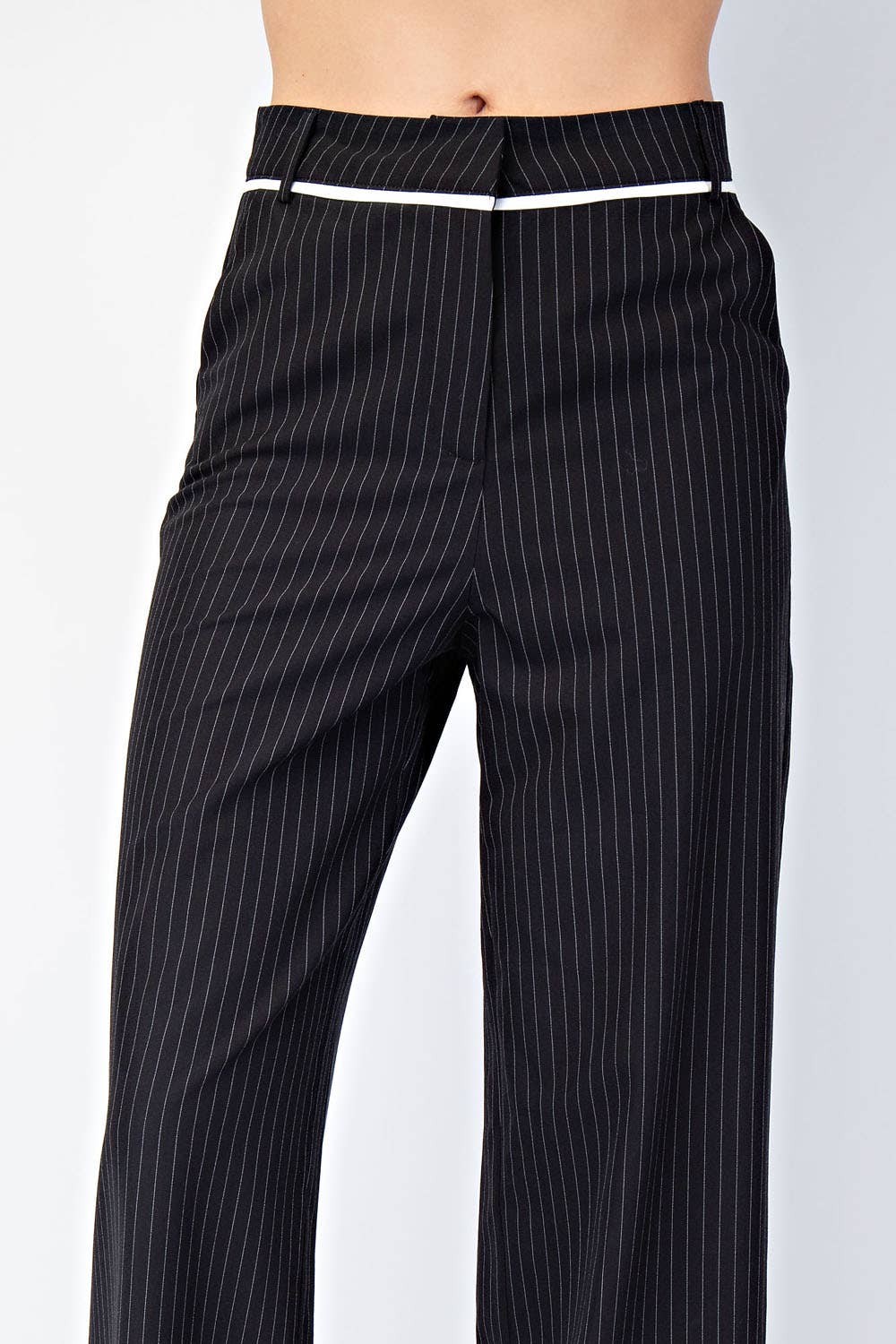 Edit by Nine - Wholesale Pants - Women's - Cp5787 Striped Woven Straight Pants W Contrast Edge Detail4