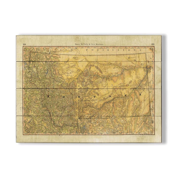 Mappa Storica delle Strade dei Carri del Montana - Decorazione da Parete per la vendita all'ingrosso da parte di Old Wood Signs