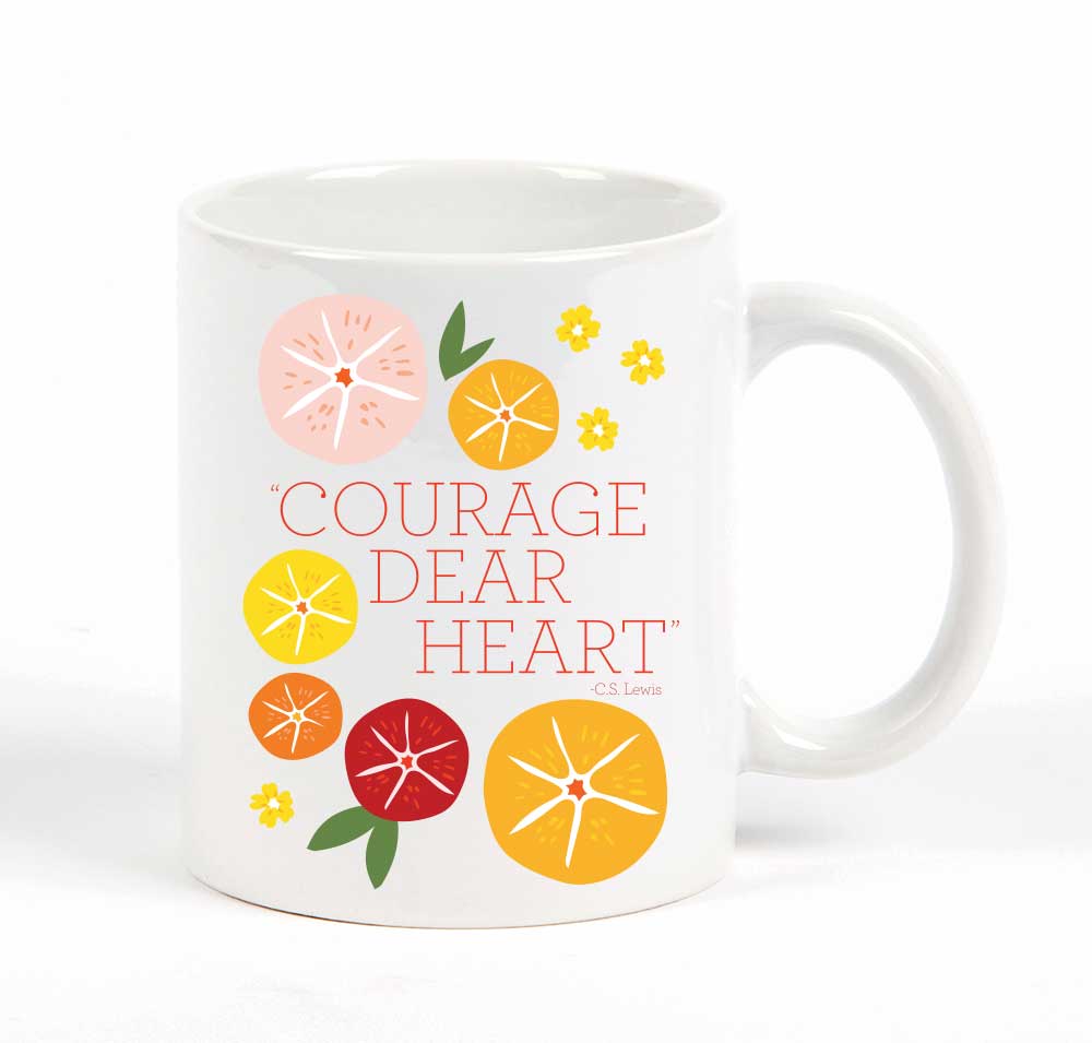 Potluck Press - Wholesale Coffee Mug - Courage Dear Heart Fruit Slices Mug
