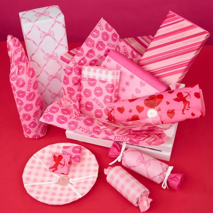 Posh Paper - Vente Papiers de soie - Papier de soie Saint-Valentin Cœur Cupidon Rose Rouge XOXO, 100 feuilles
