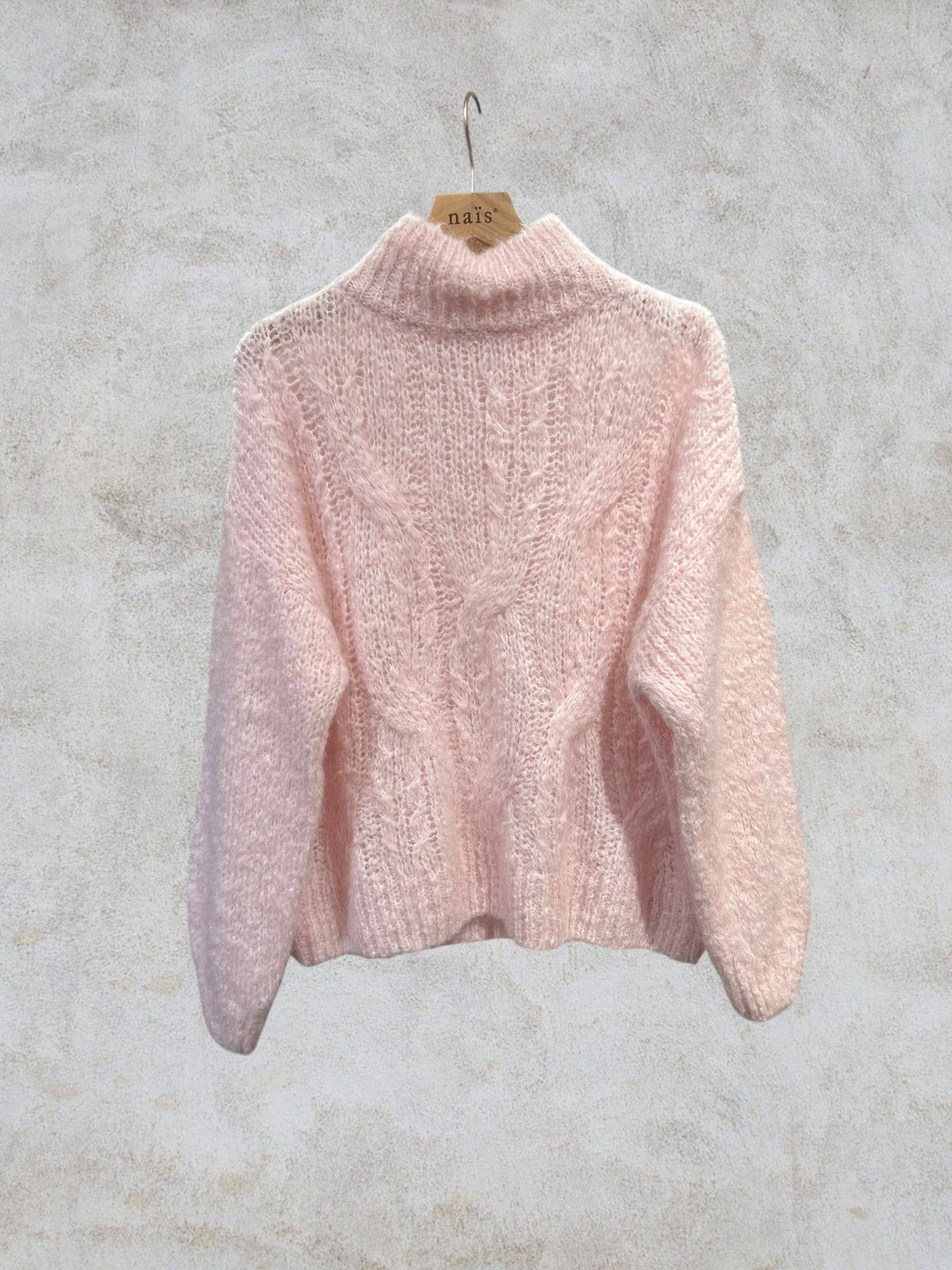 NAÏS PARIS – Pulôver - Mulher por atacado – Camisola de gola alta oversize com padrão entrançado 55% mohair7