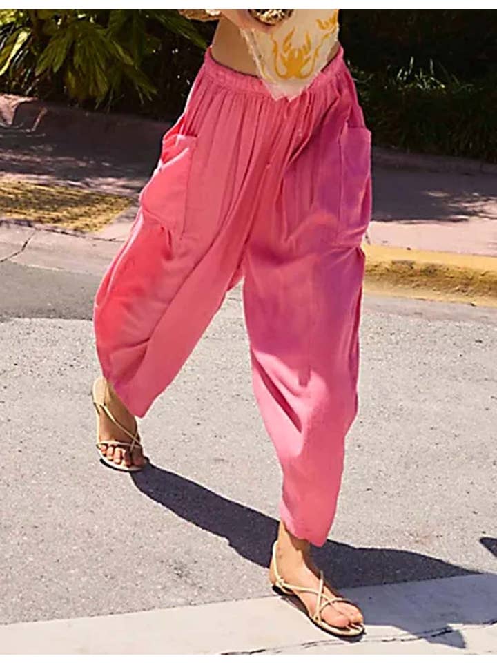 Sweetkama - Wholesale Pants - Women's - Ladies Elastic Waist String Tie Pocket Cuzy Pants28