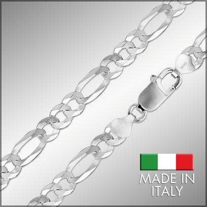 Chaîne Figaro super plate pour homme en argent sterling 925 (2,9 mm) pour la vente par BellaChel Jeweler