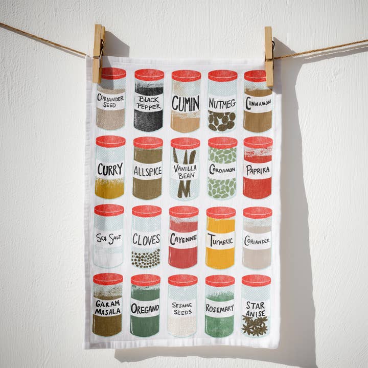 Tea Towel - Spices for wholesale by Natalie V. Mason