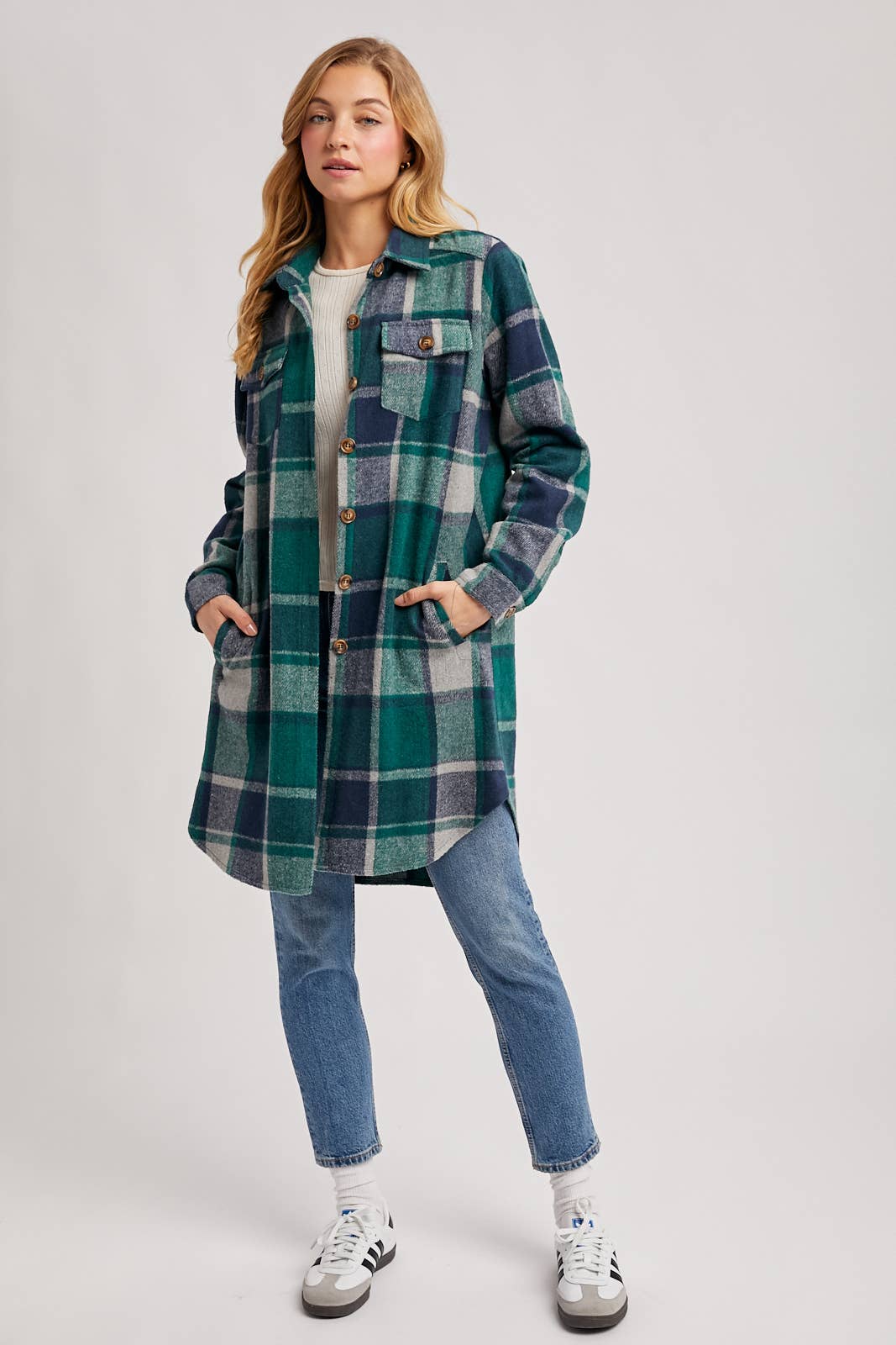 Bluivy – Engroshandel Skjortejakke/shacket – til kvinder – FLANNEL PLAID LANGLINE SHACKET8
