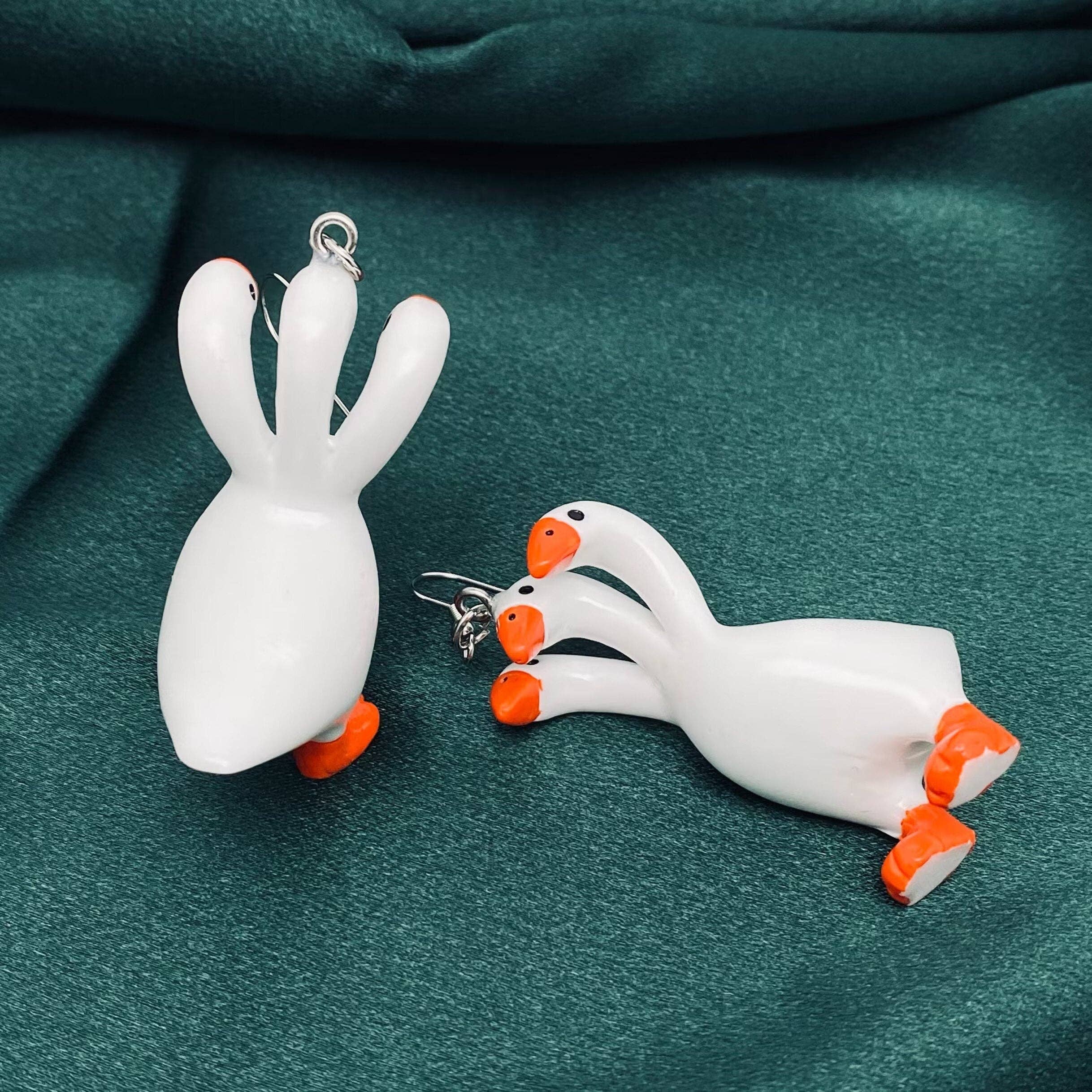 Mio Queena - Vendita all'ingrosso Orecchini pendenti - Divertente orecchino con ciondolo a forma di oca a tre teste, gioiello creativo2