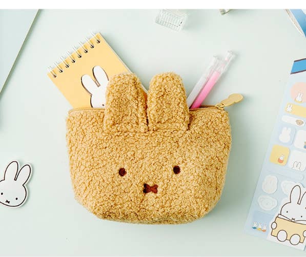 K-Wonderland - Wholesale Pencil Case/Pouch - Miffy Face Fuzzy Cozy Multi Pouch 0