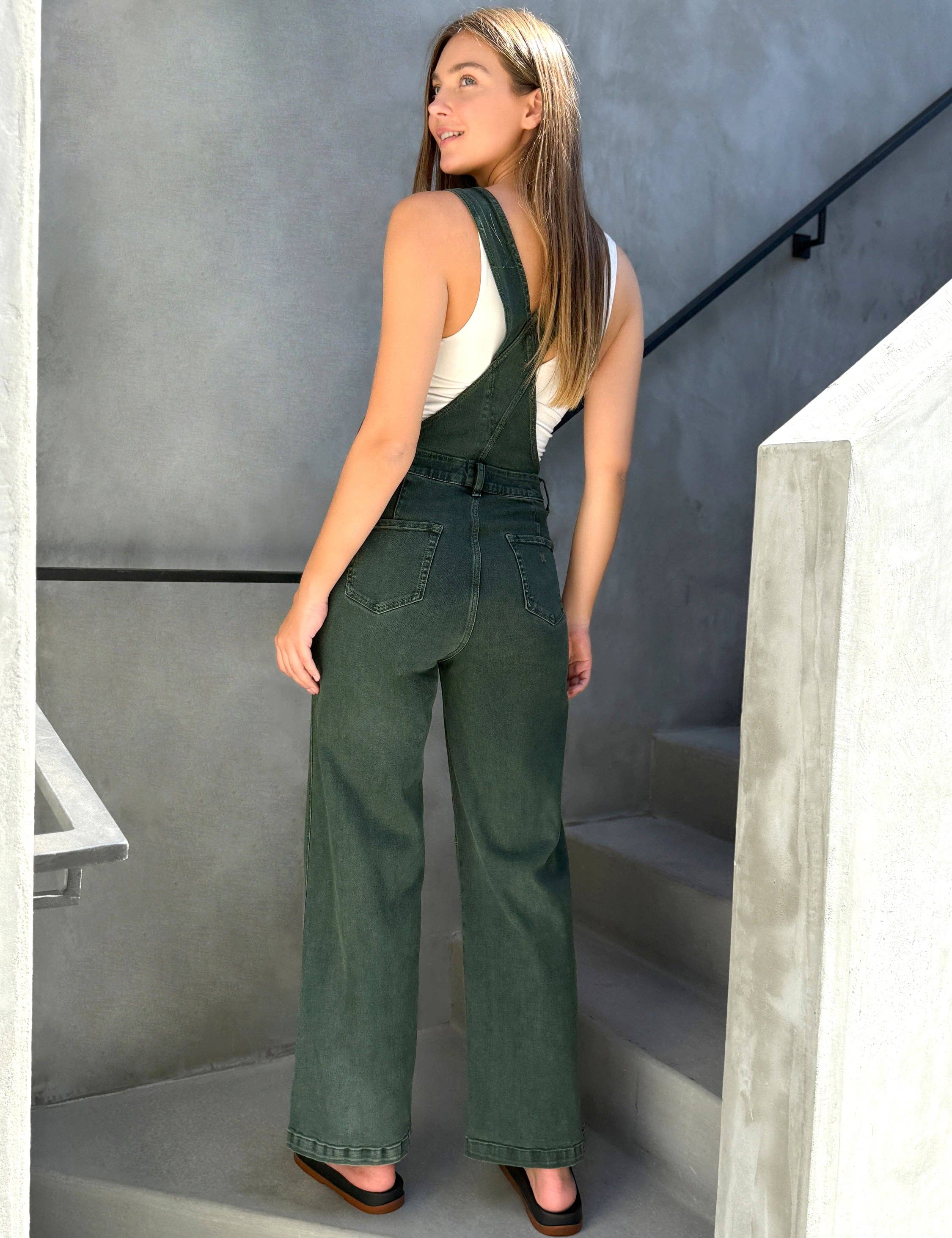 Herb Green Harriet Denim Overalls for wholesale on Faire3
