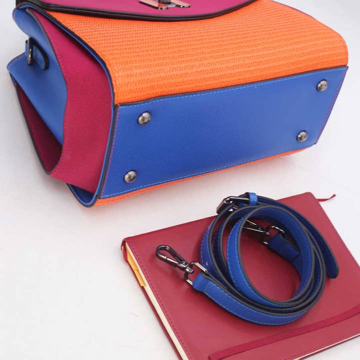 Tom&Eva (F.D.M diffusion) - Wholesale Top Handle Bag - Women's - Straw Effect Handbag with Decorative Flap 24B-60257