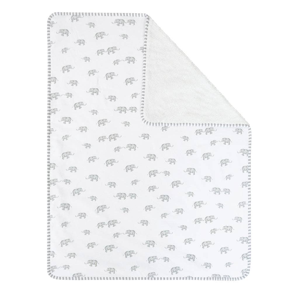 Living Textiles - Wholesale Bedding Blanket - Kids & Baby - Jersey Sherpa Blanket - Elephant Heritage1