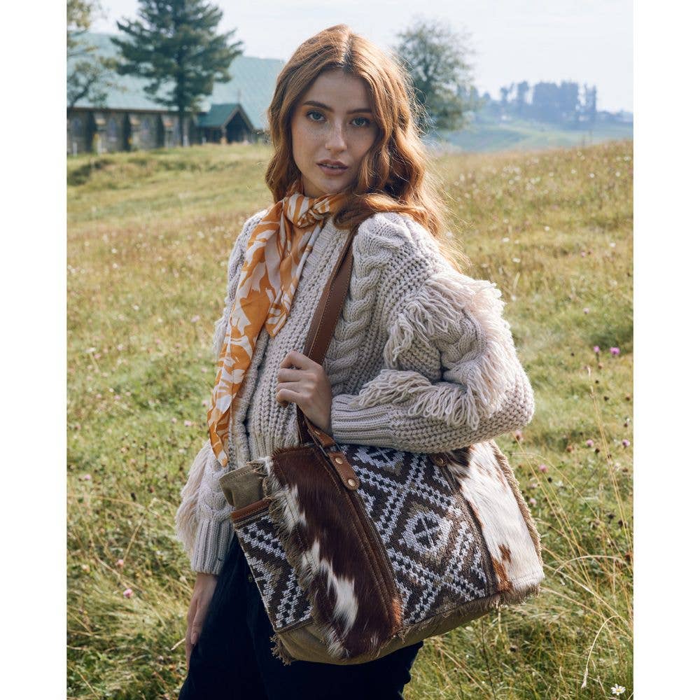 Texas Western Cowhide Bags and More - Wholesale Tote Bag - Women's - Brown Cowhide Small Tote Purse Myra1