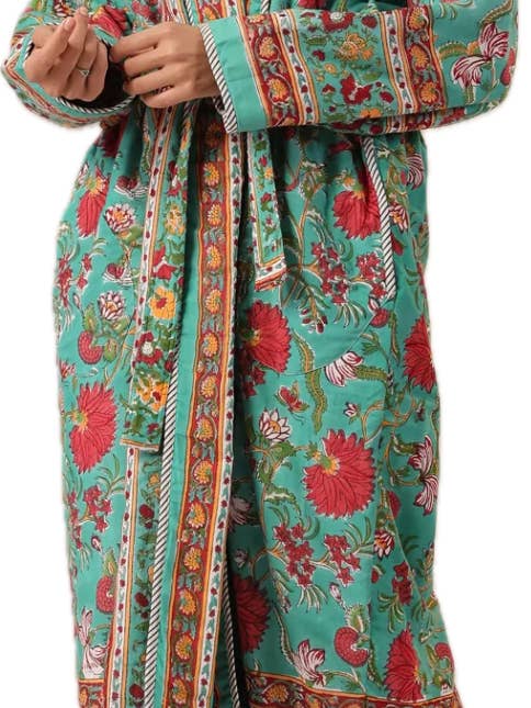 Gulbagh Robe Printed Reversible Quilted Premium Cotton Robe for wholesale by AMRANIS