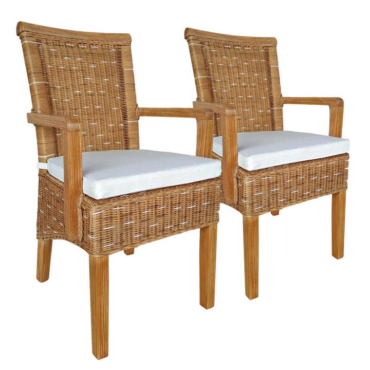 Voglrieder - Wholesale Chair - Dining room chairs set with armrests 2 pieces rattan chair brown10