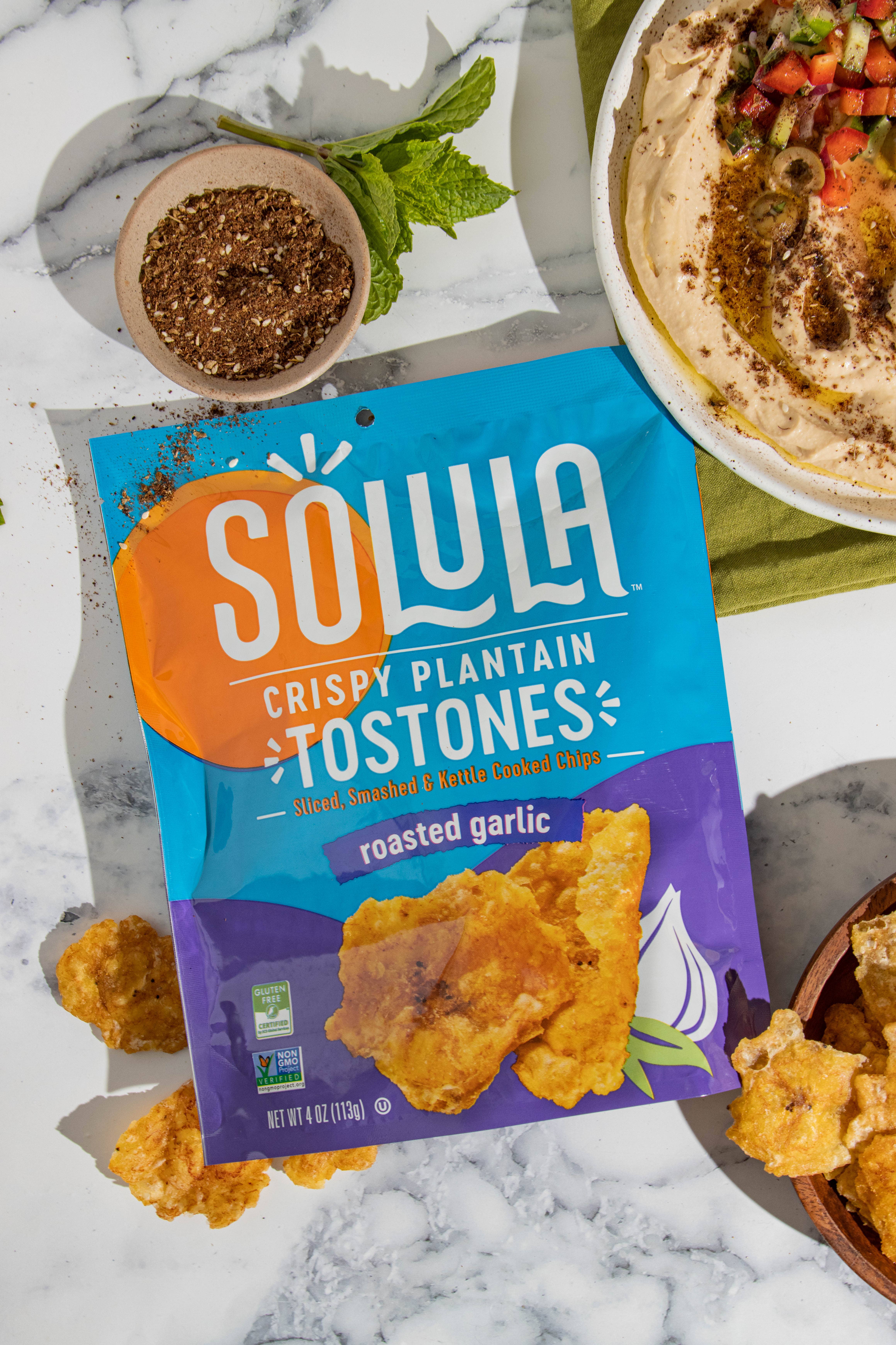 Solula - Wholesale Chips - Plantain Crisps / Chips - Tostones - Roasted Garlic, GF6