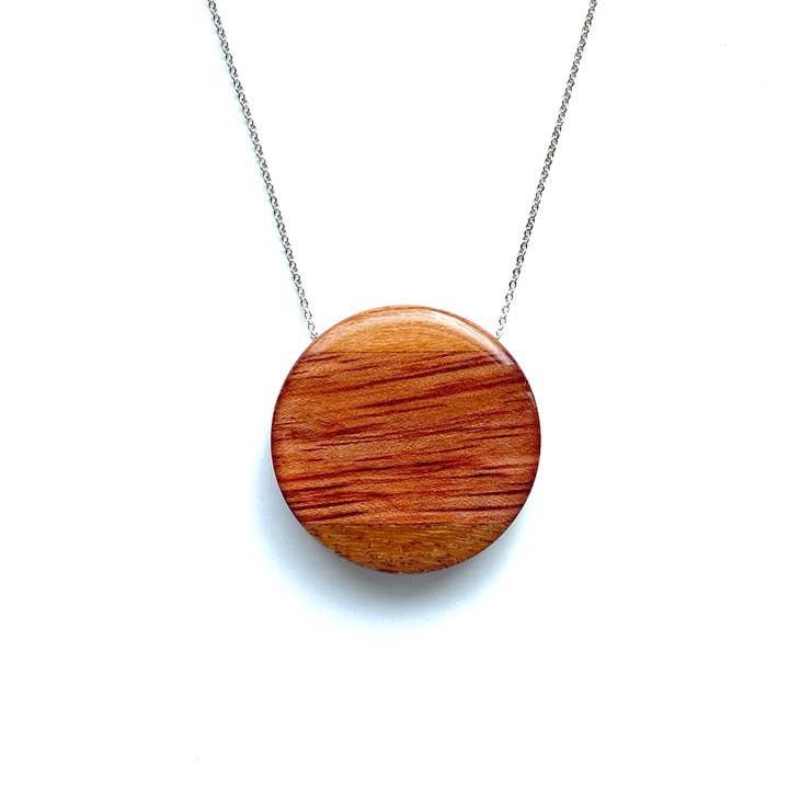 Jumbo Circle Reclaimed Wood Necklace for wholesale by Melinda Wolff