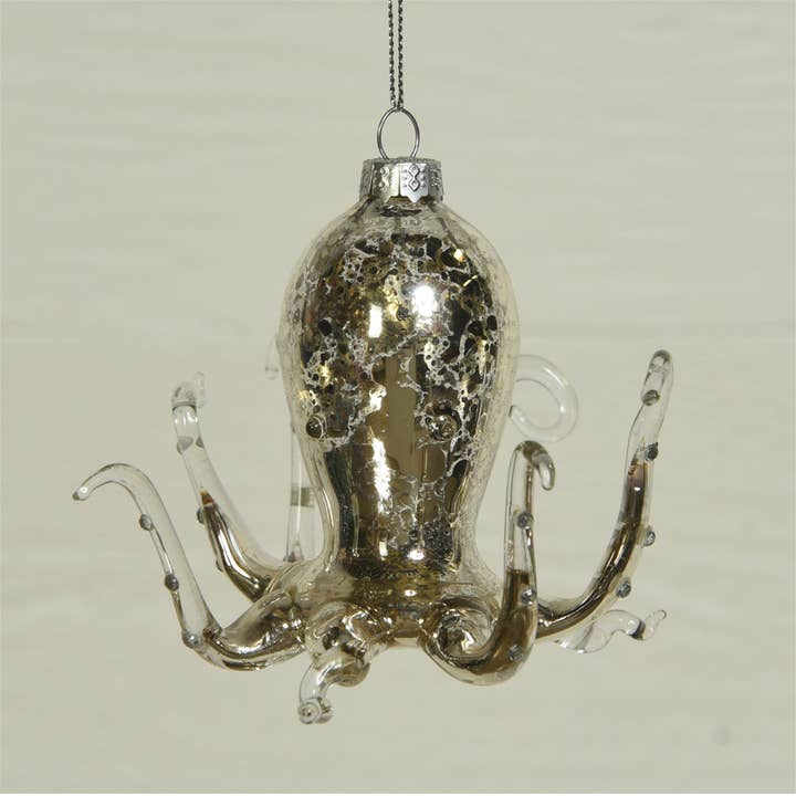 HomArt - Wholesale Ornament - Octopus Glass Ornament, Silver - Silver