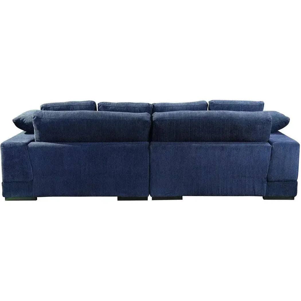 LOOMLAN – wholesale Sofa – Blue Corduroy Reversible Sectional Chaise9
