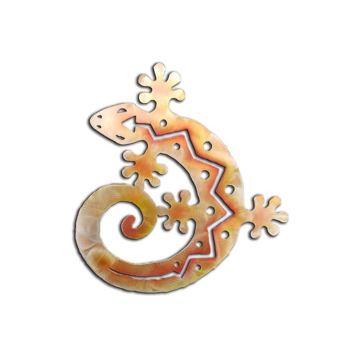 Lizard Metal Wall Art, C-Shape, Element, Sunset Swirl Finish for wholesale by Crooks Designs