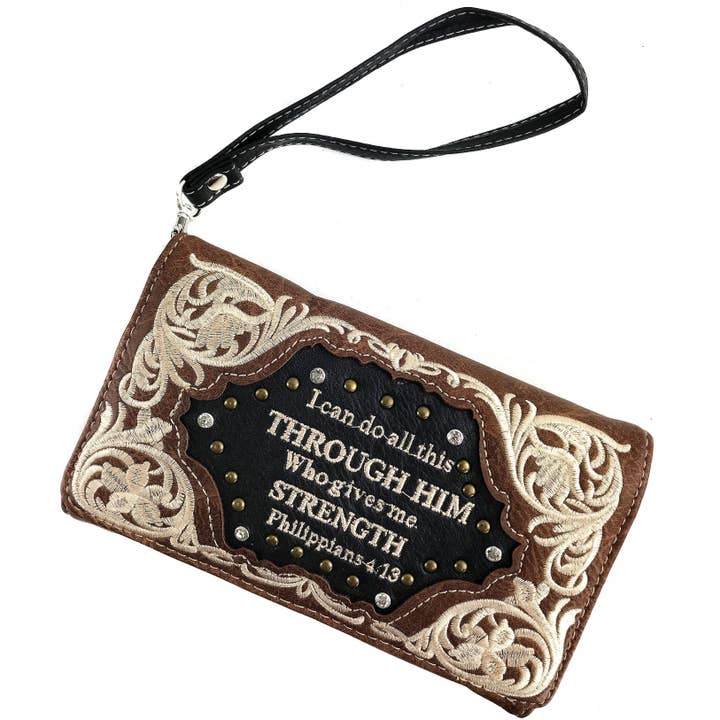 Lunar Deer – wholesale Axelväska - Dam – Bible Verse Philippians 4:13 Broderi Crossbody plånbok