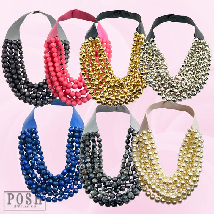 Collier à fermoir magnétique multi-rangs pour la vente par Pink Panache Brands