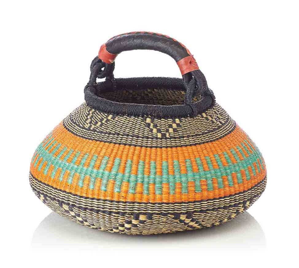 The African Home Goods - Wholesale Basket - Ghana Pot Basket Orange - diameter: 16"-18"; depth: 13"-15"0