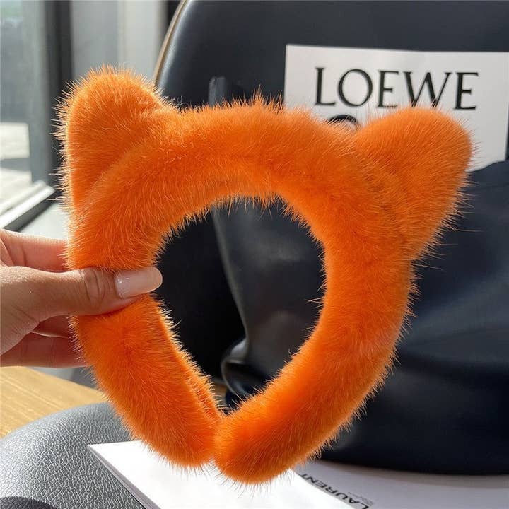 FurDecoration - Wholesale Fashion headband – women's - Mink Fur Cat Ear Headband5