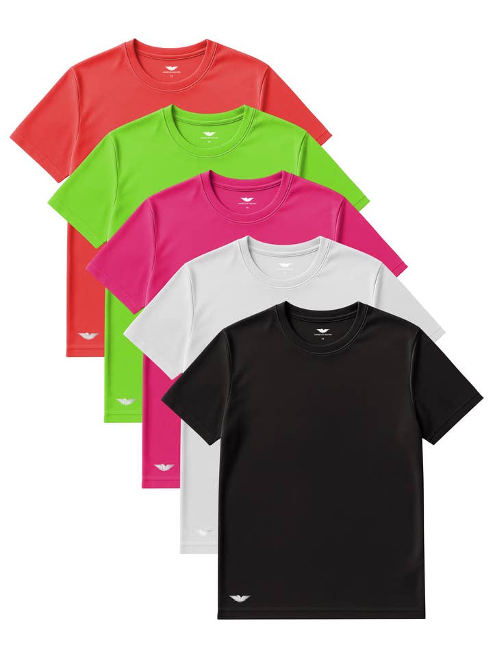 I-Wear Brands - Wholesale Athletic Top - Men's - 5 Pack Men's Crew Neck Dry Fit Mesh T-Shirts
