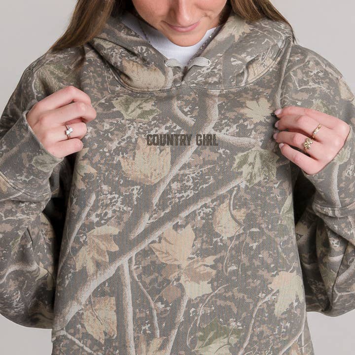 Embroidered Country Girl Camo Hoodie for wholesale by Olive And Ivory Wholesale