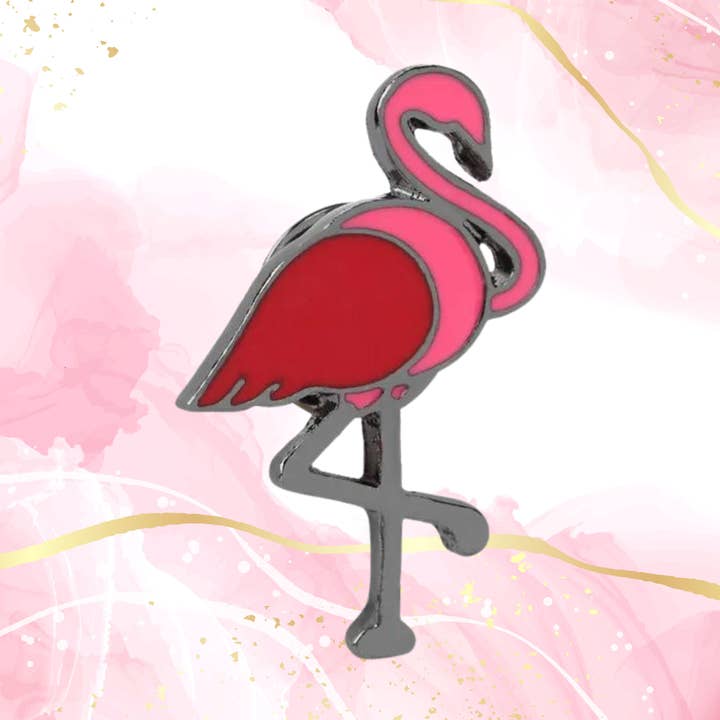 Magnifique Hearts – wholesale Brooch – Flamingo Enamel Pin: Colorful Bird Brooch for Nature Lovers0